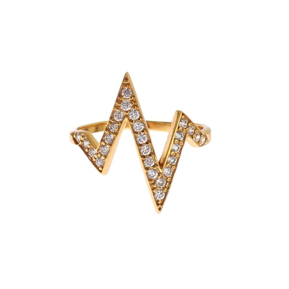 Nialaya Gold 925 Silver Womens Clear CZ 18K Ring